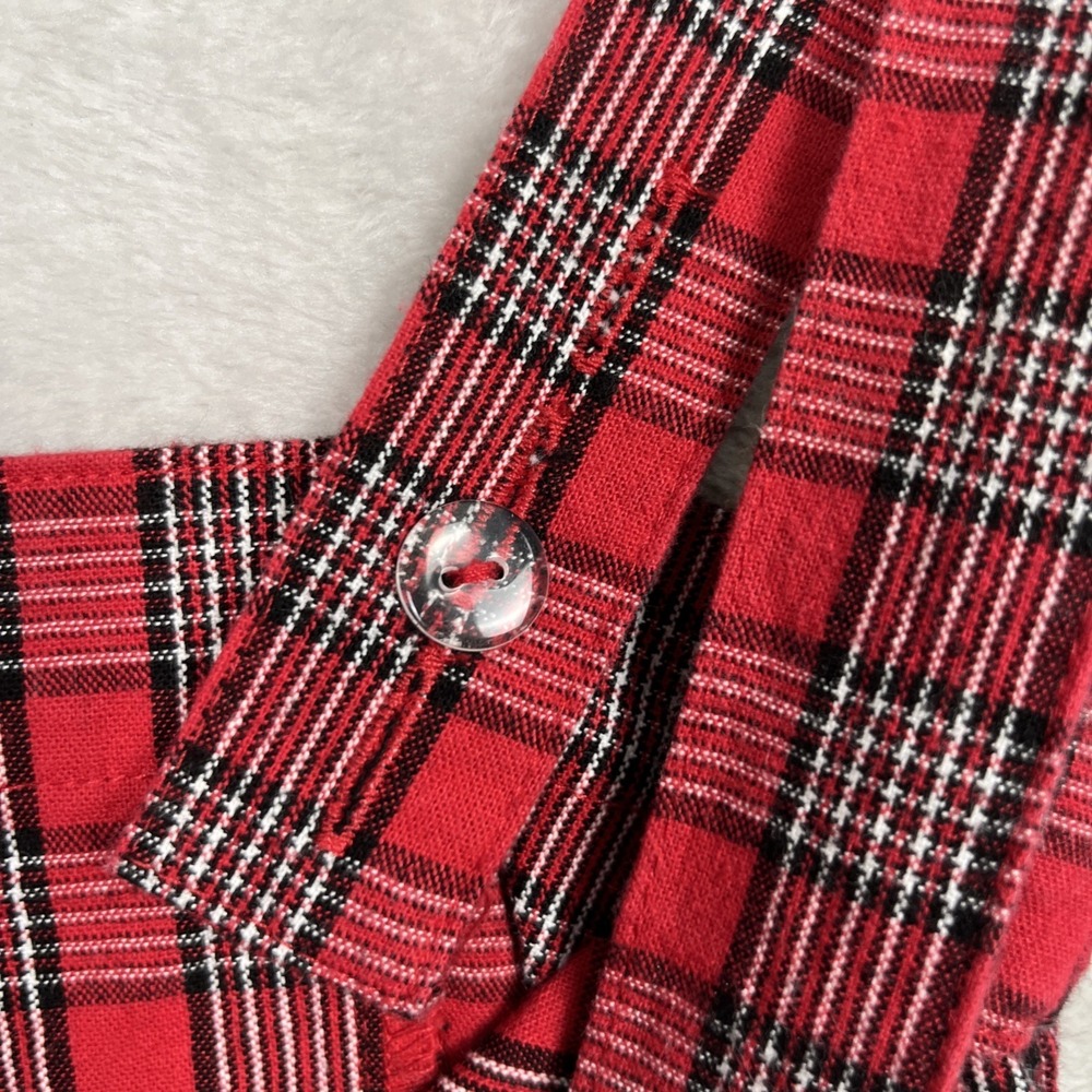 Hollister Red Overall Dress Plaid Jumper Sleeveless Women's Small Grunge Skater - Picture 11 of 12